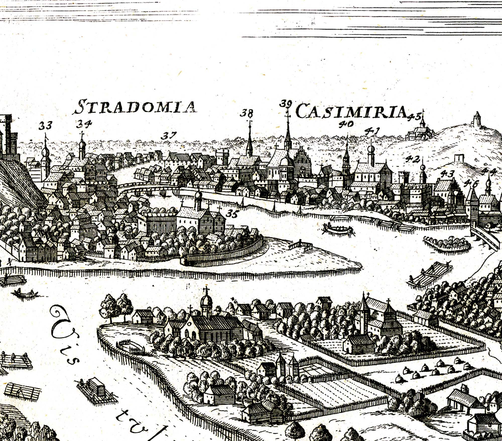 Kraków XVII w. Efektowna panorama płótno blejtram 200 cm
