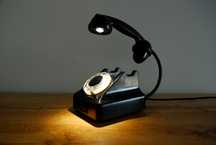 Lampka telefon, Lampka z telefonu, Telefon bakelitowy, retro prl