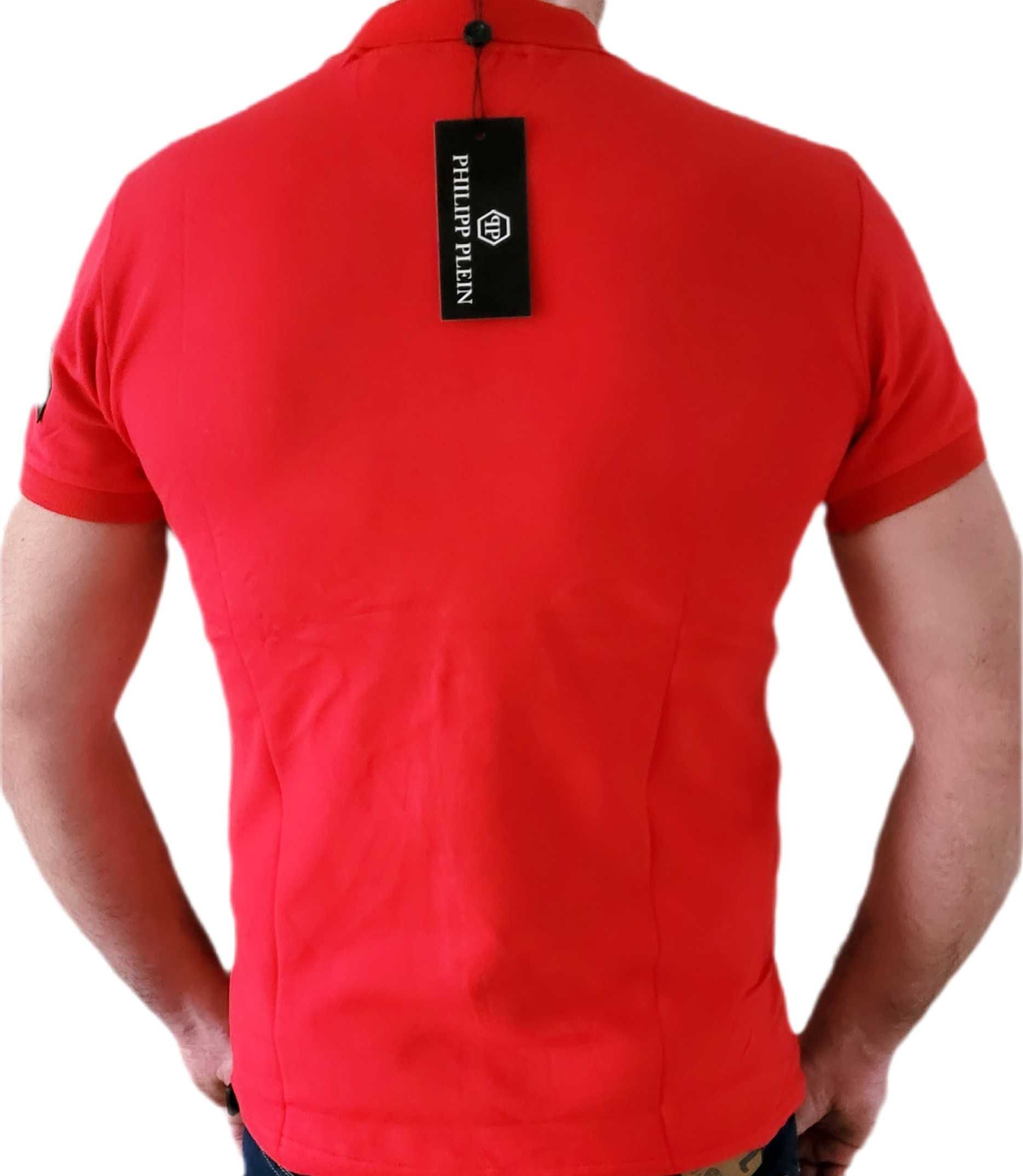 Philipp Plein Polo męskie Red metalowe logo