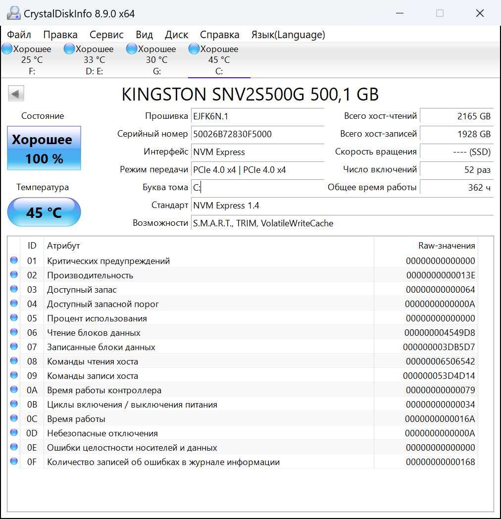 SSD диск Kingston NV2 500GB M.2 2280 NVMe PCIe 4.0 x4