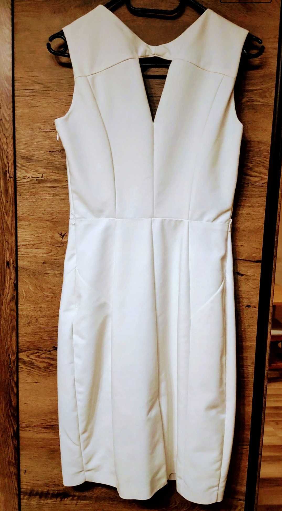 Elegancka biała/kremowa sukienka