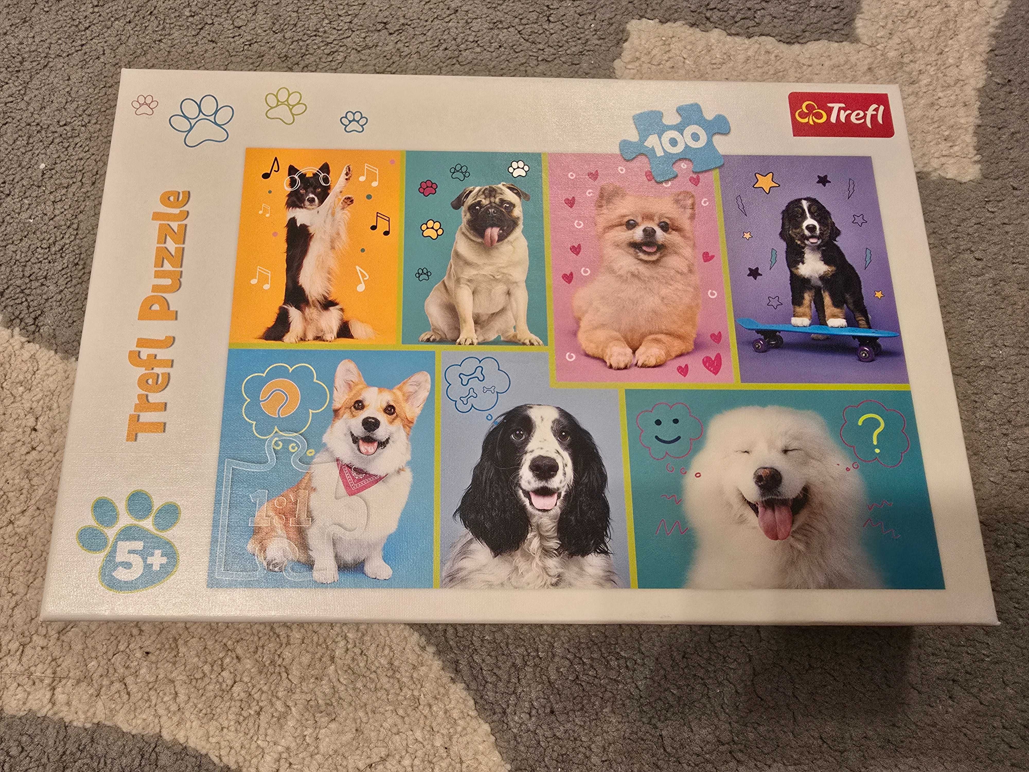 Puzzle Trefl 100 el., koty, psy, Kraina Lodu, Frozen [ZESTAW]