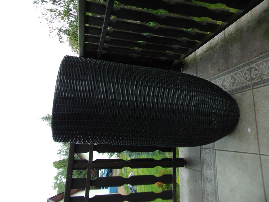 Duża XXL donica czarna rattan loft urban Doniczka wysoka rattanowa