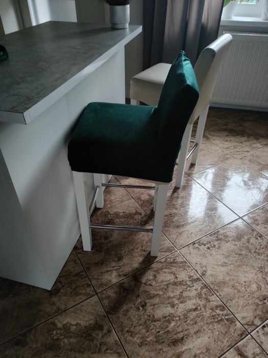 Hokery 2 szt. Ecru,butelkowa zieleń.