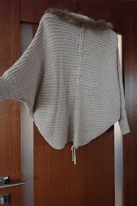 Sweter kardigan z futerkiem