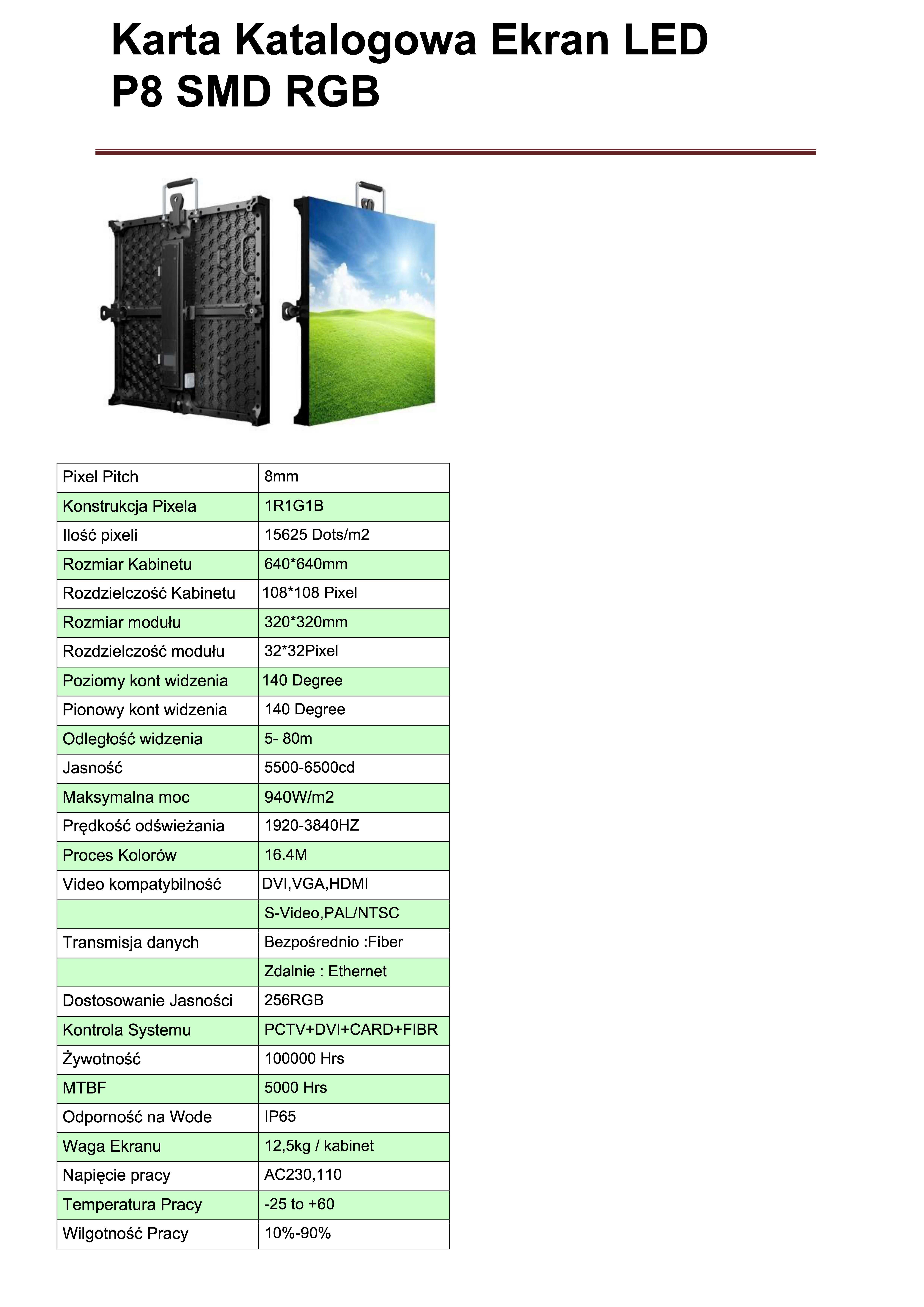 Telebim zewnętrzny P8 32m2