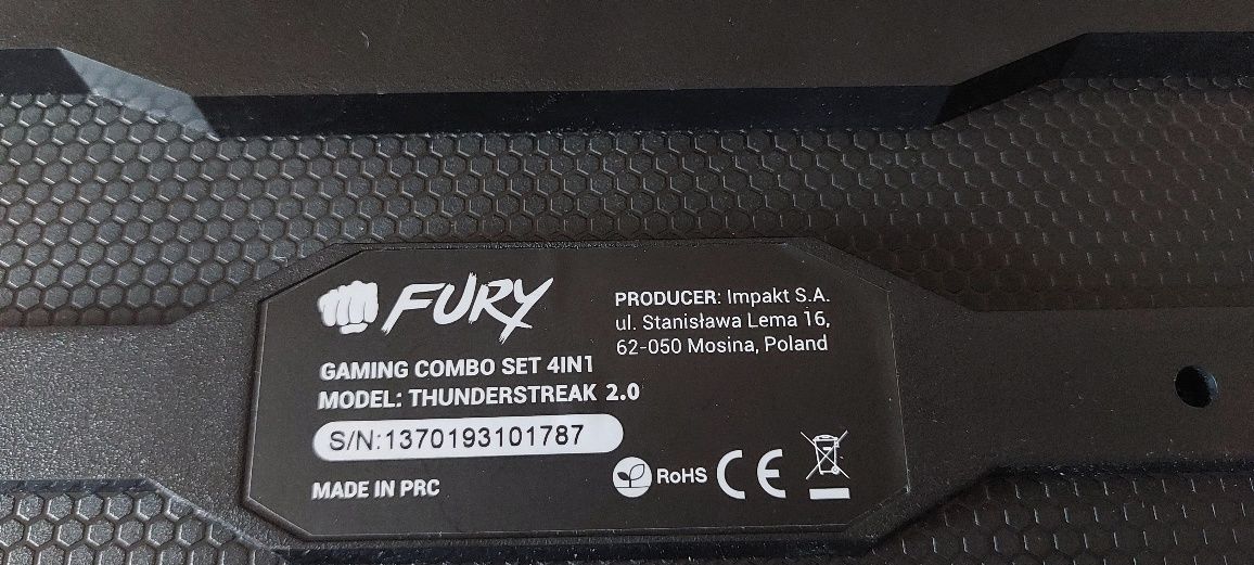 Klawiatura Fury Thunderstreak 2.0  + Gratis!