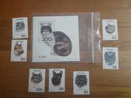 Znaczki pocztowe koty zestaw