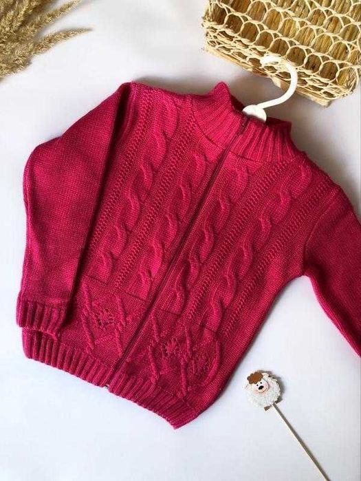 Тепла кофта для дівчинки, теплий светр на блискавці, кофтина