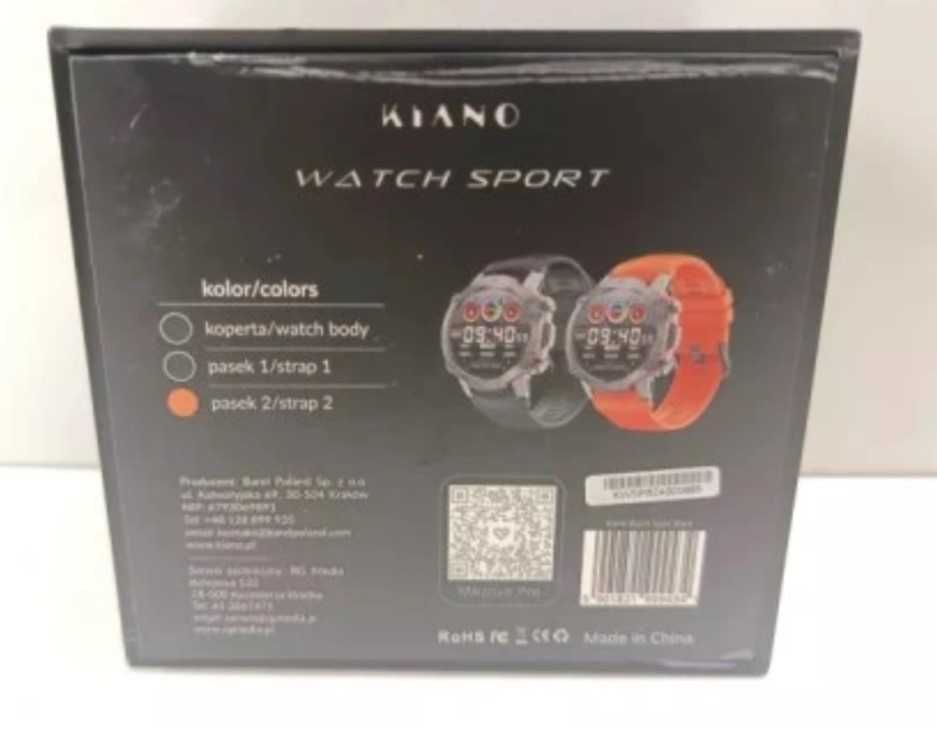 Zegarek smartwatch Kiano Watch Sport, unisex, rozmowy menu PL, nowy!