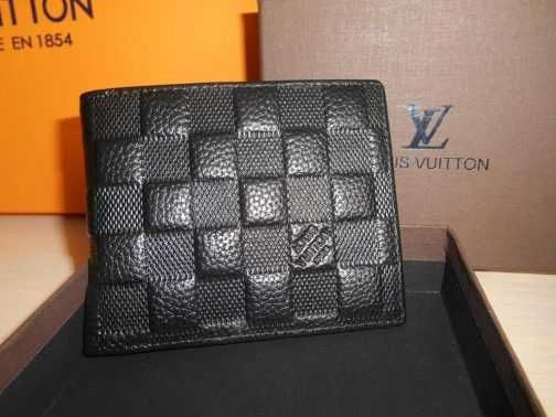 Louis Vuitton portmonetka Czarny portfel męski skóra 55-009В2