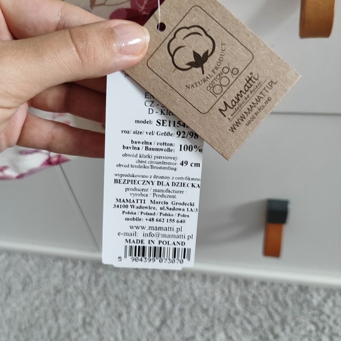 Bawełniana sukienka w kwiaty, krótki rękaw, 92 / 98