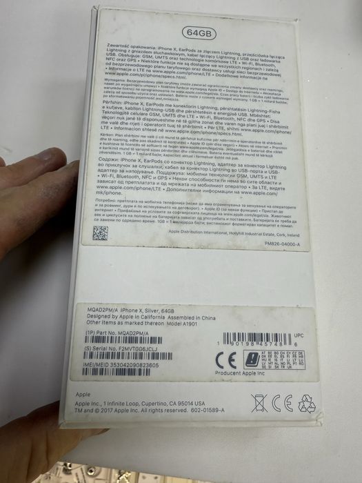 I phone x silver 64gb pudelko 100% sprawny caly stan idealny