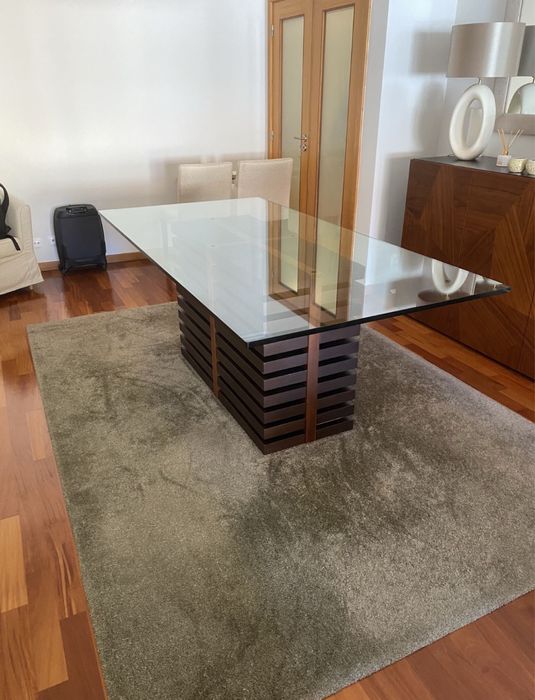Mesa Jantar Vidro com 6 cadeiras