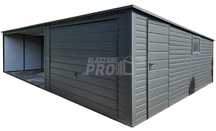 Garaż blaszany 3,5x6 + wiata 5x6 m - Brama Antracyt  spad w tył GP574