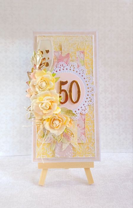 Kartka z okazji 50 urodzin. Ręcznie wykonana.