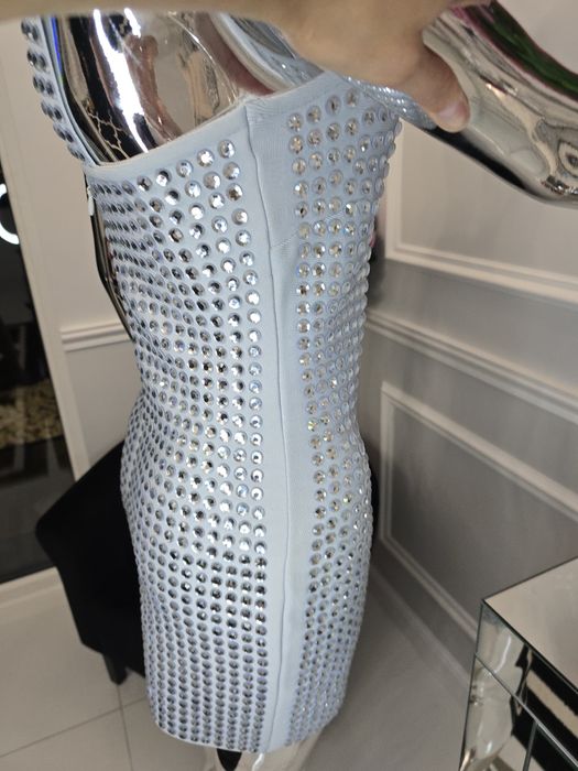 PRZEŚLICZNA sukienka bandażowa kryształki