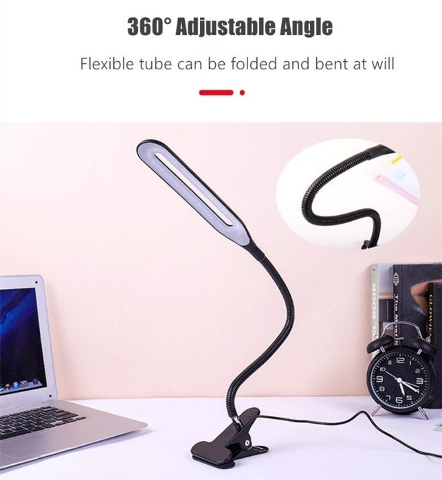 Настільна лампа світлодіодна LED на прищіпці від 220v та Повербанка