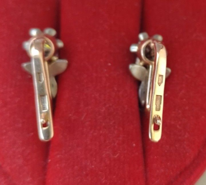 Серьги ссср 583 с бриллиантами 0,33ct 4,12г