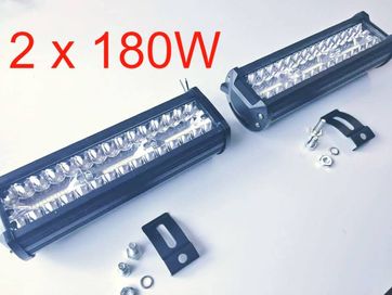 2 x 180W Lampy LED dalekosiężna i rozproszona. 6000k 18000Lm wodoszcze