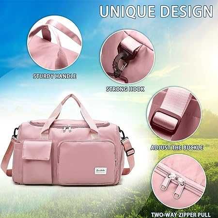 Torba sportowa z przegródką na buty różowa