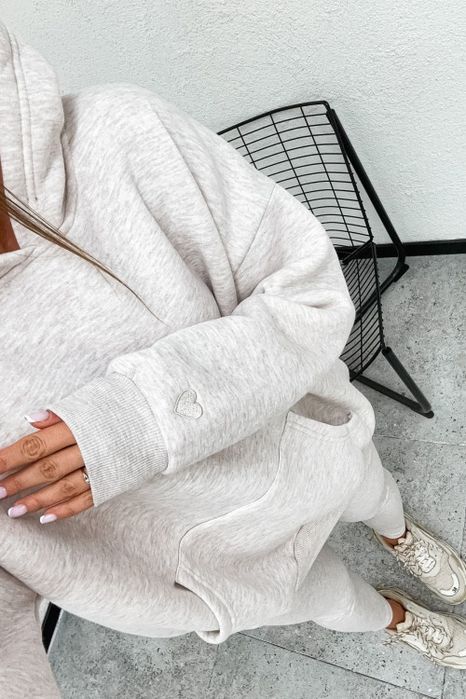 Komplet dresowy dres beżowy melanż jesień Varlesca chicaca XS S M L