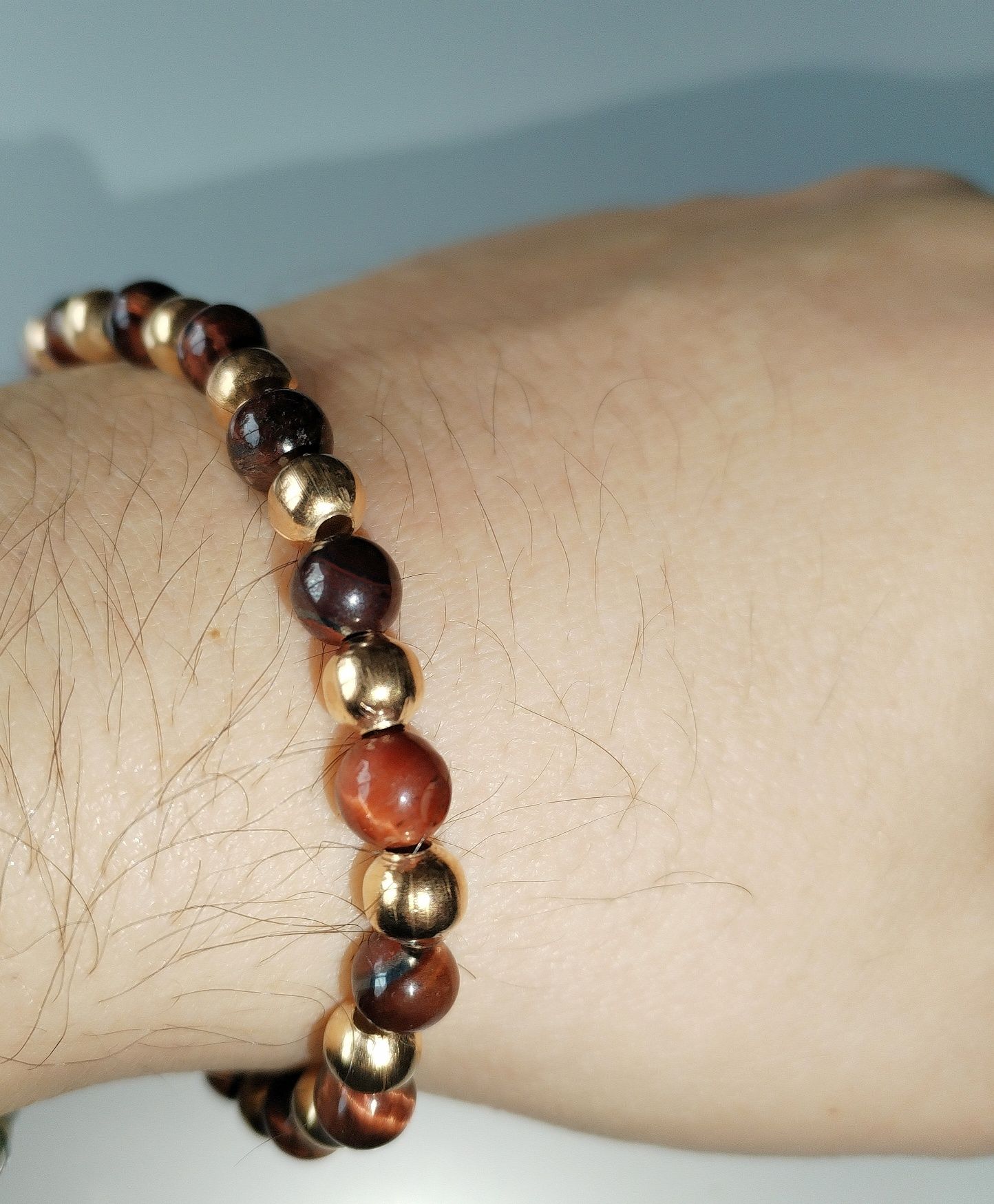 Pulseiras semi preciosas olho de tigre e olho de boi