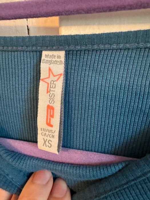Niebieski crop top 95% bawełna new yorker xs