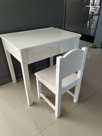 Biurko stolik drewniane +krzesełko dla dziecka IKEA 60x45 cm