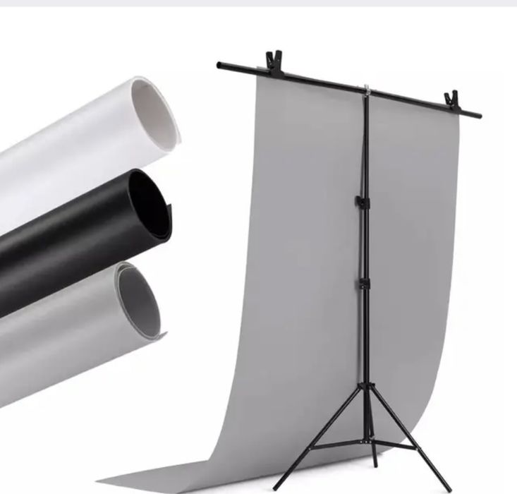 Набір стійка і 3 ПВХ фони 120 x 200 см Білий, Чорний, Сірий