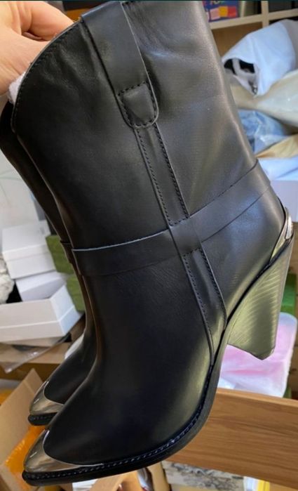 Isabel Marant kozaki kowbojki czarne skórzane metal 37 38