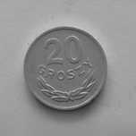 Moneta PRL 20 groszy 1978r.Al.Stan okołomenniczy.