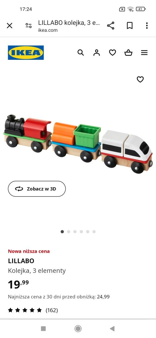 IKEA Lillabo 4 zestawy kolejka most zajezdnia 6 wagonów