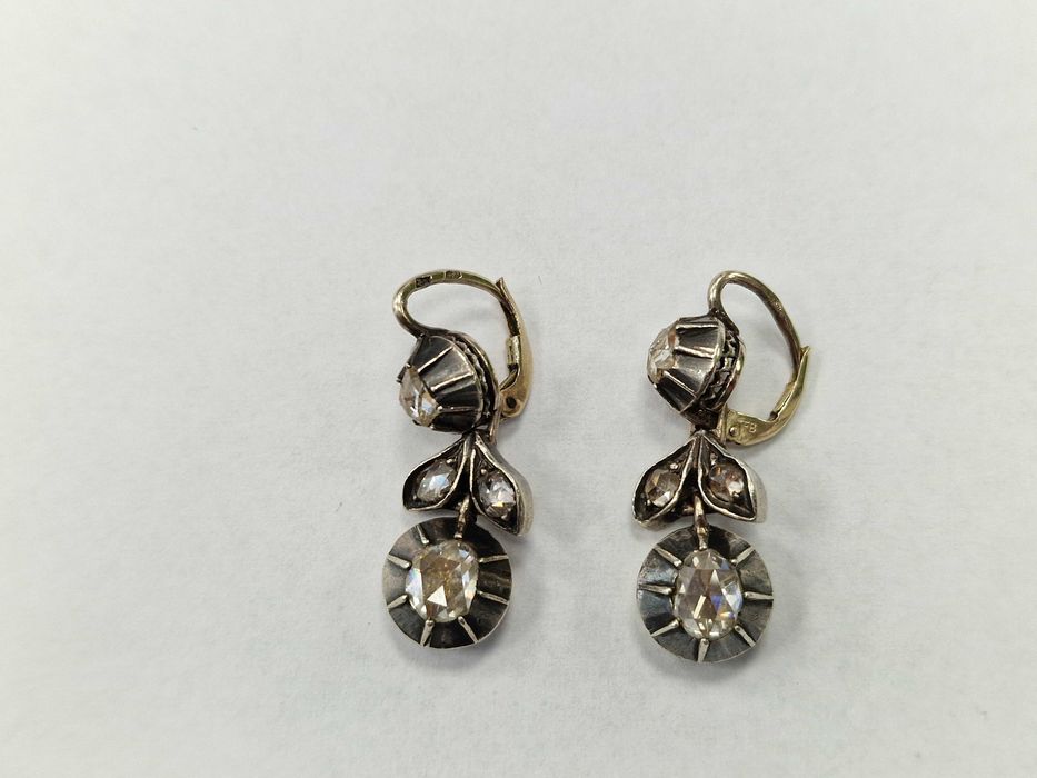 Złote kolczyki/ 580/ AUSTRO-WĘGRY/ 8.70 gram/ 8x DIA/ 1.64ct/ wycena