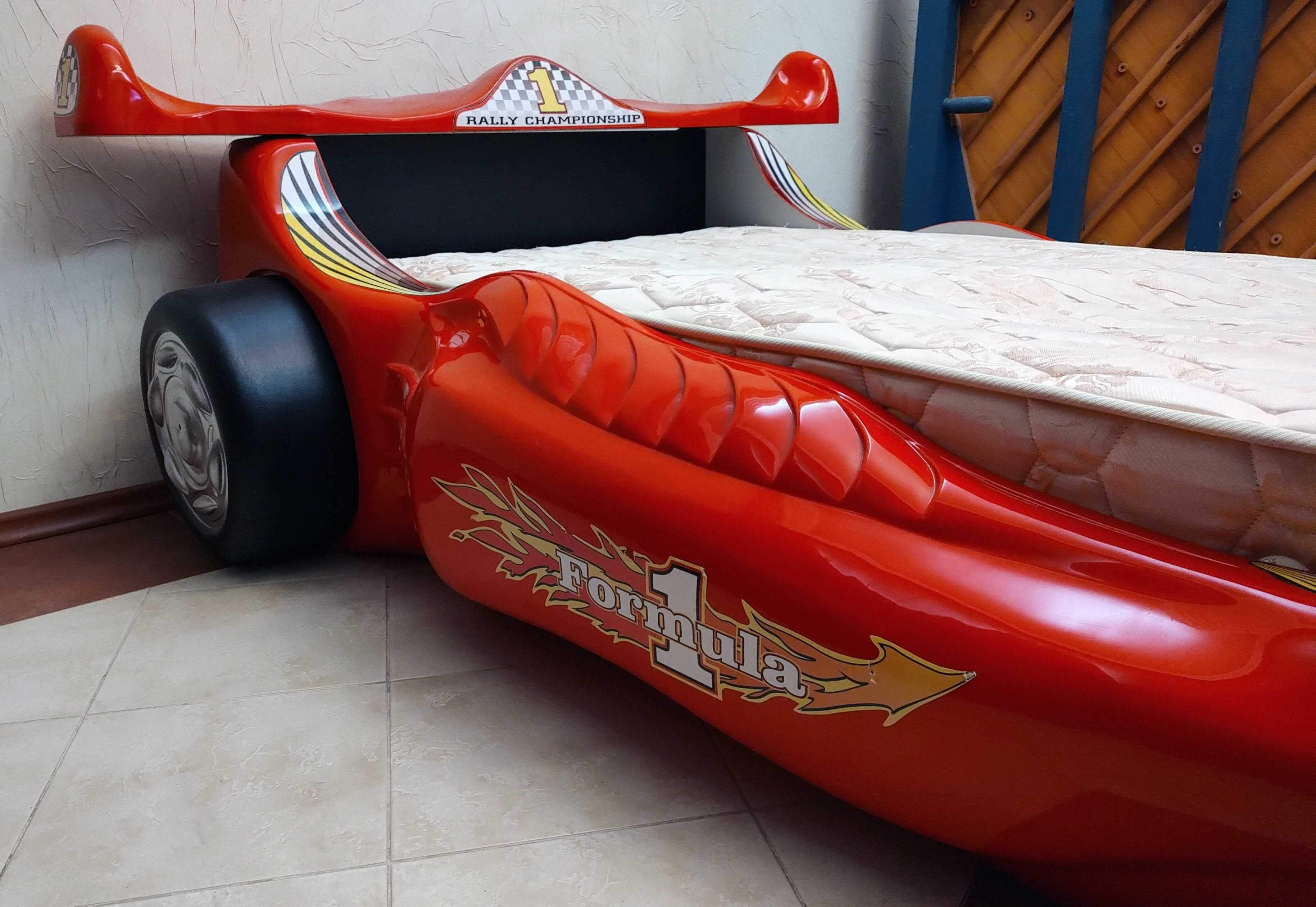 Большая кровать машинка 90 200 с изголовьем красная Sleep CAR Formula1