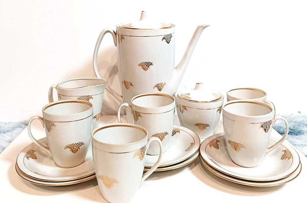 Serwis porcelanowy Chodzież unikat złocenia PRL vintage