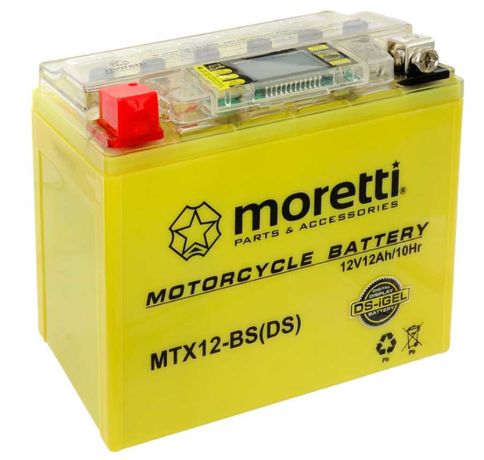 Akumulator AGM 12V 12 Ah MTX12-BS Moretti ze wskaźnikiem