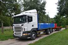 Scania SKRZYNIA dł. 7,55 m KLIMATYZACJA STACJONARNA  3 oś podnoszona