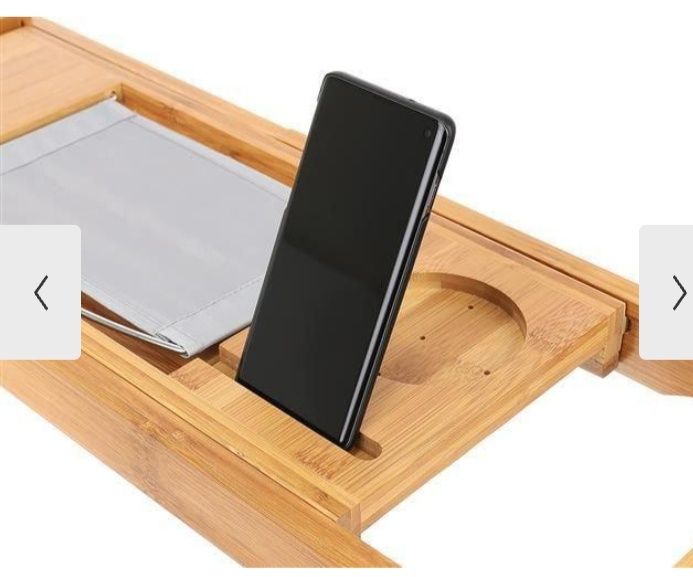 Полиця на ванну розсувна Ruhhy , бамбукова накладка на ванну.