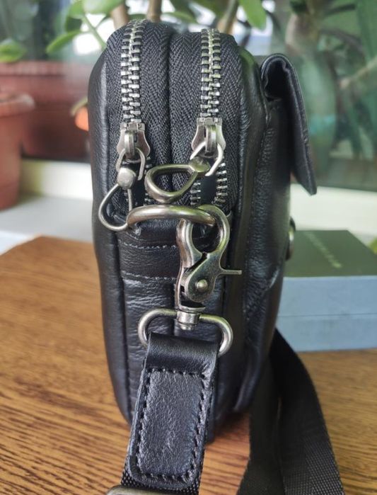 Кожаная Барсетка - Сумка мужская. Черная