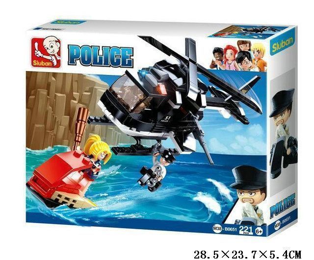 KLOCKI sluban HELIKOPTER policja SKUTER wodny pojazd KOMP. Z LEGO 221e