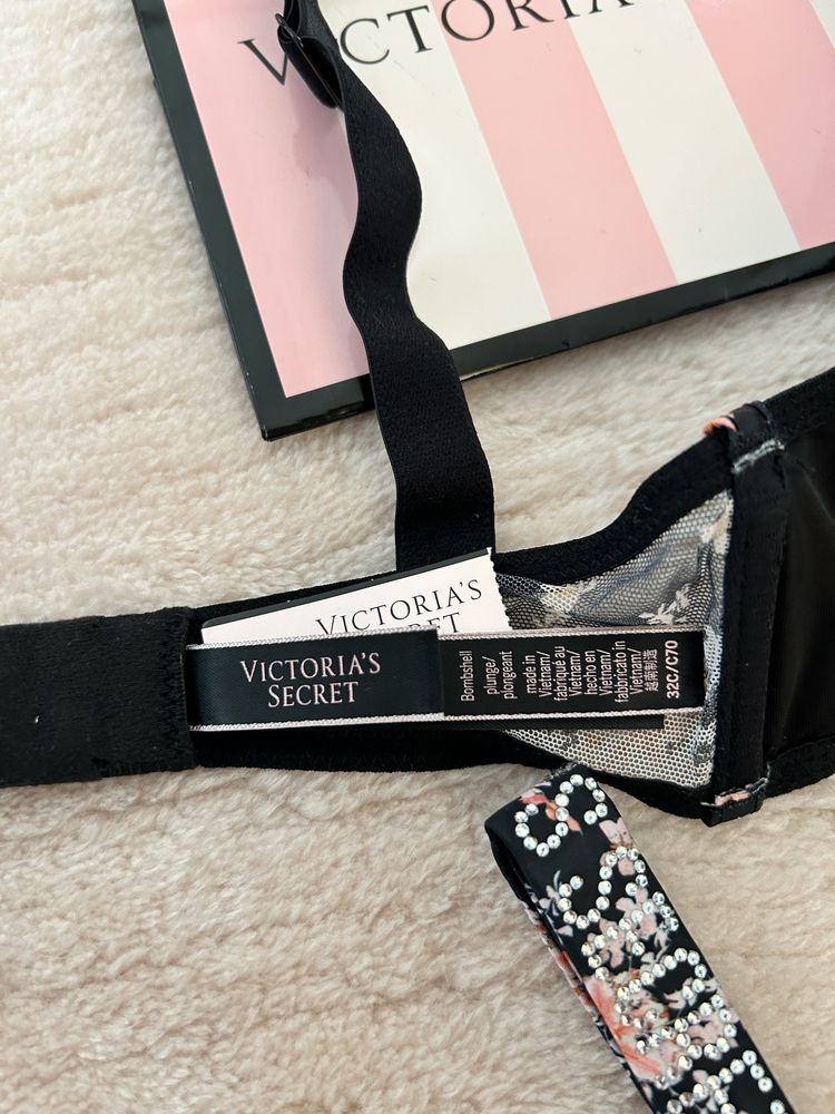 Victoria’s Secret komplet stanik 70C push up shine strap majtki M nowe