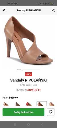 Szpilki sandałki Polański 36 camel