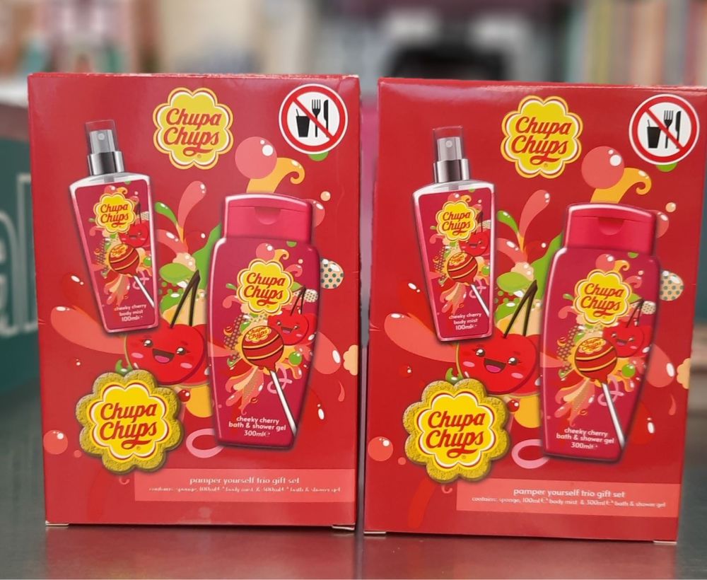 Подарунковий набір chupa chups з гелем,мочалкою та спреєм чупа чупс