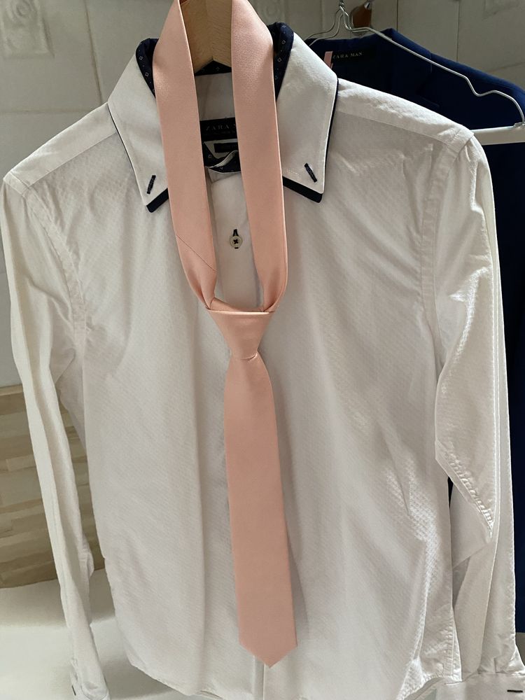 ZARA MAN garnitur męski granatowy 46/38 plus koszula i krawat gratis