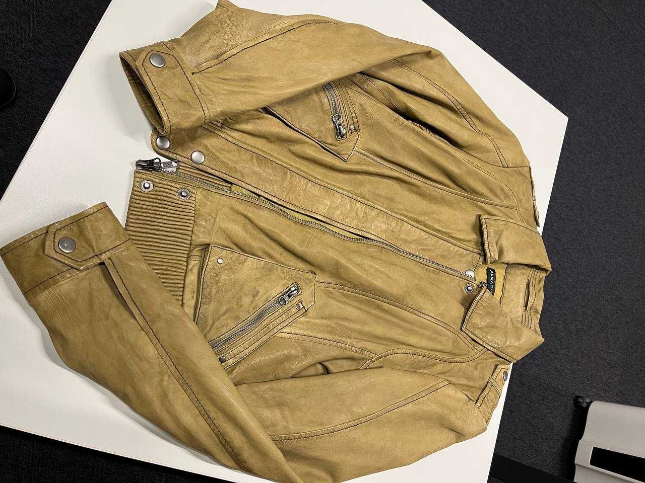 Кожаная куртка ARMA 38р-S-M. Оливковый цвет. Шкіряна куртка