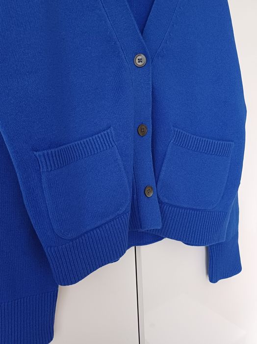 Massimo Dutti wełniany kardigan kobaltowy wełna kaszmir sweter guziki