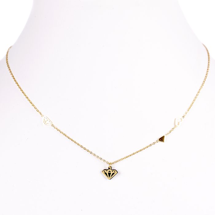 Łańcuszek Celebrytka Brylanty Serce Złota Stal