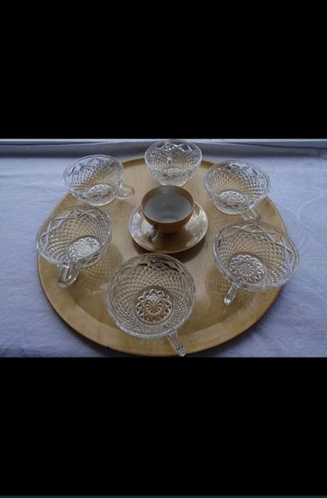 Komplet 4 kryształowe filiżanki piekne! Bdb+ szklanych tanio