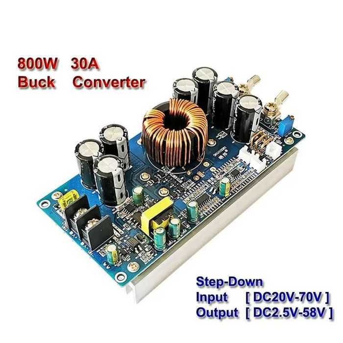 Понижающий преобразователь 800W 30A DC-DC 20-70V в 2.5-58V Драйвер